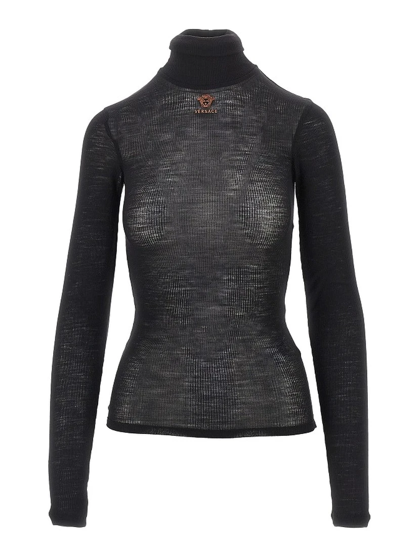 Ribbed wool turtleneck top