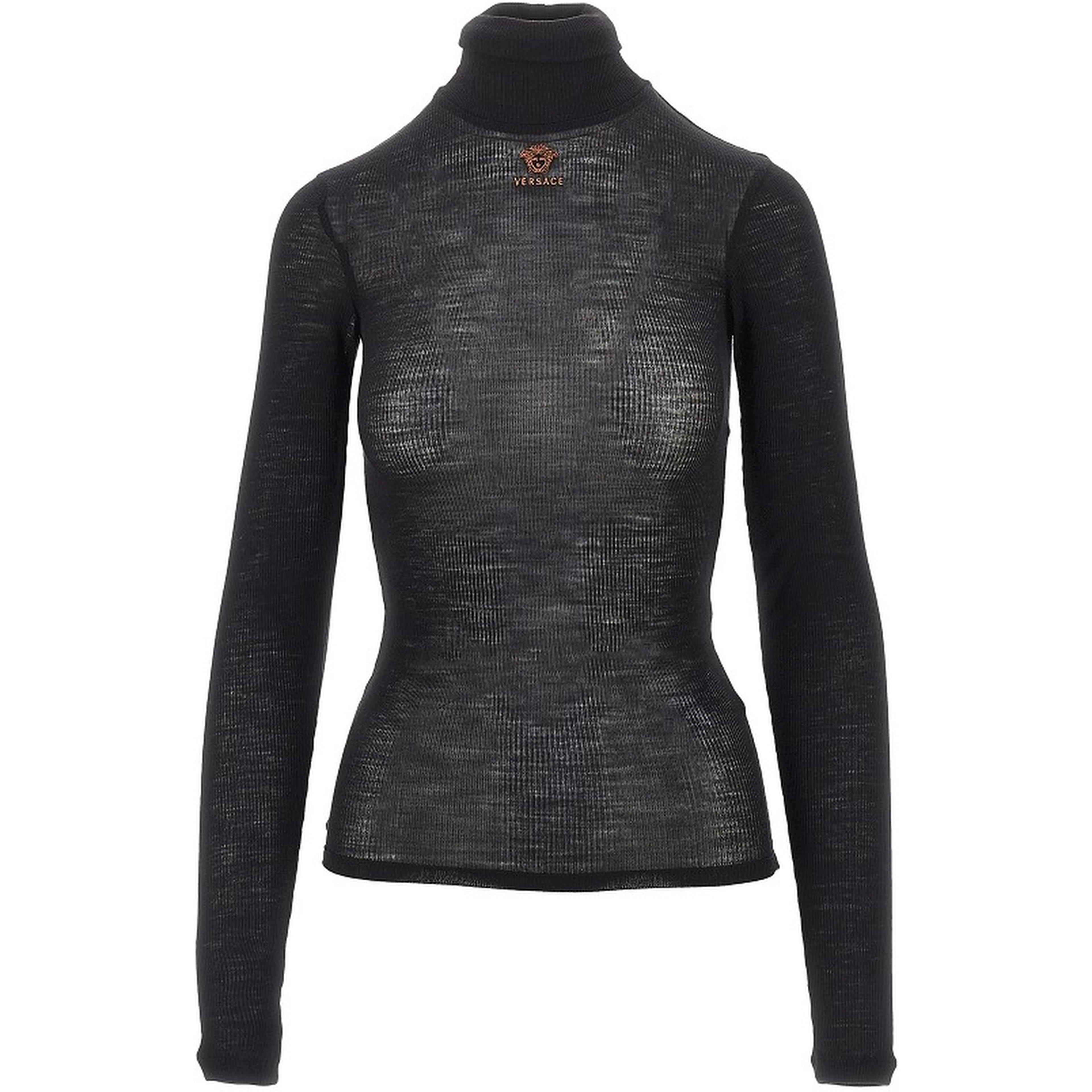 Ribbed wool turtleneck top