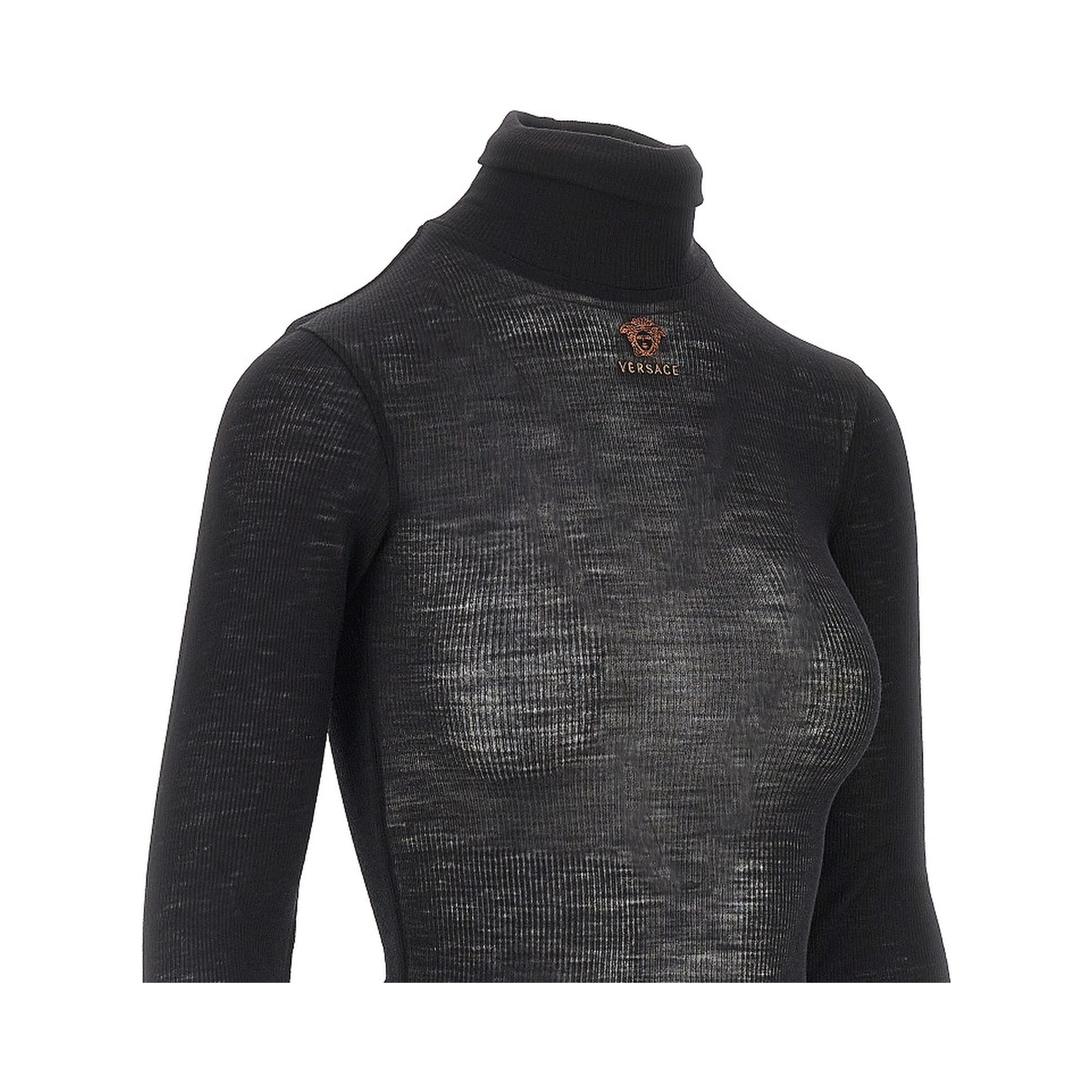 Ribbed wool turtleneck top