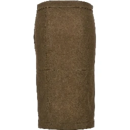 Faux nubuck leather pencil skirt