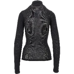Ribbed wool turtleneck top