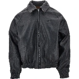 Faux leather and flannel reversible jacket