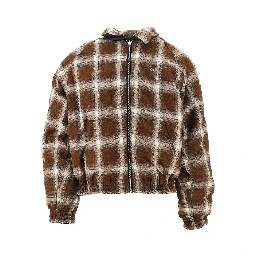 Faux leather and flannel reversible jacket