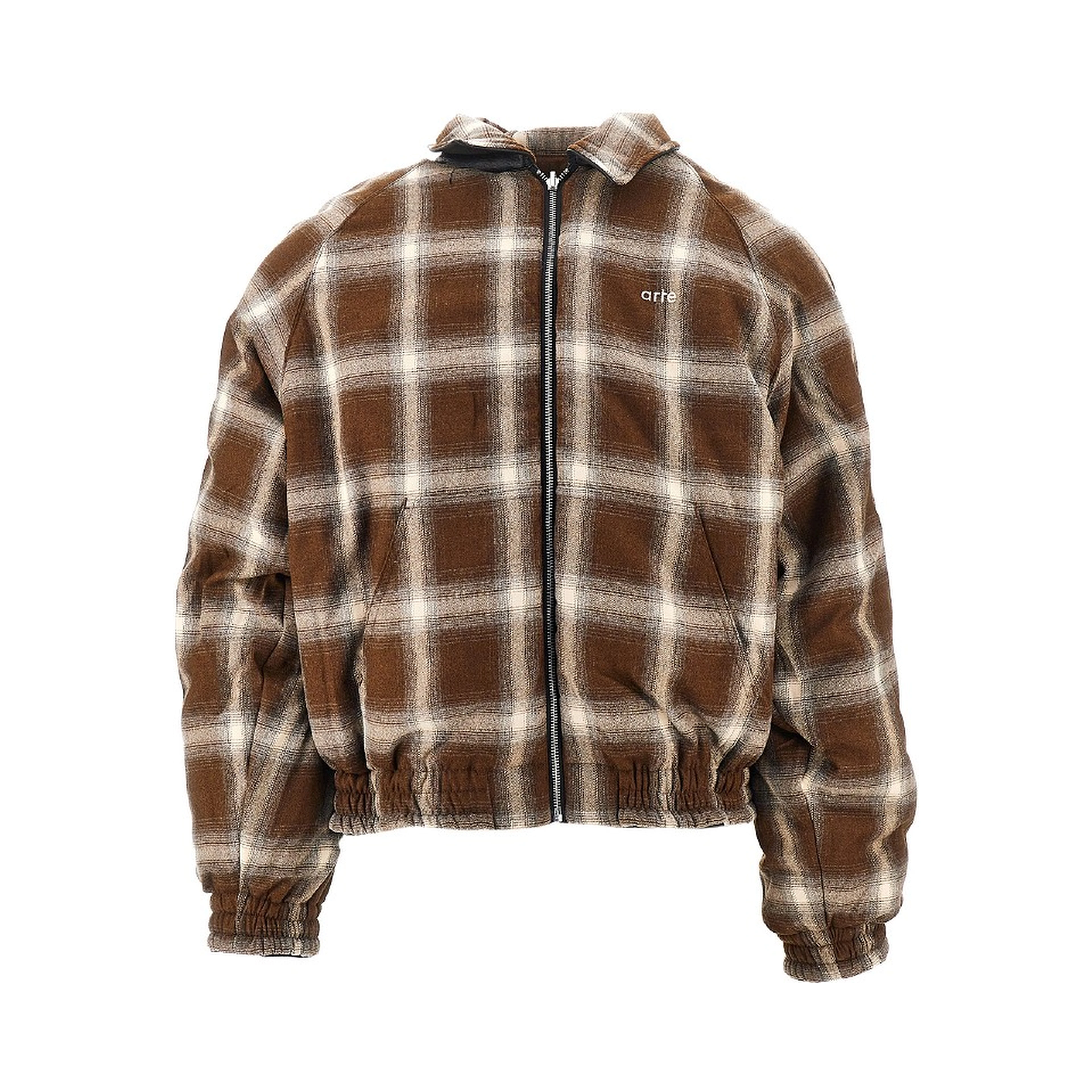 Faux leather and flannel reversible jacket