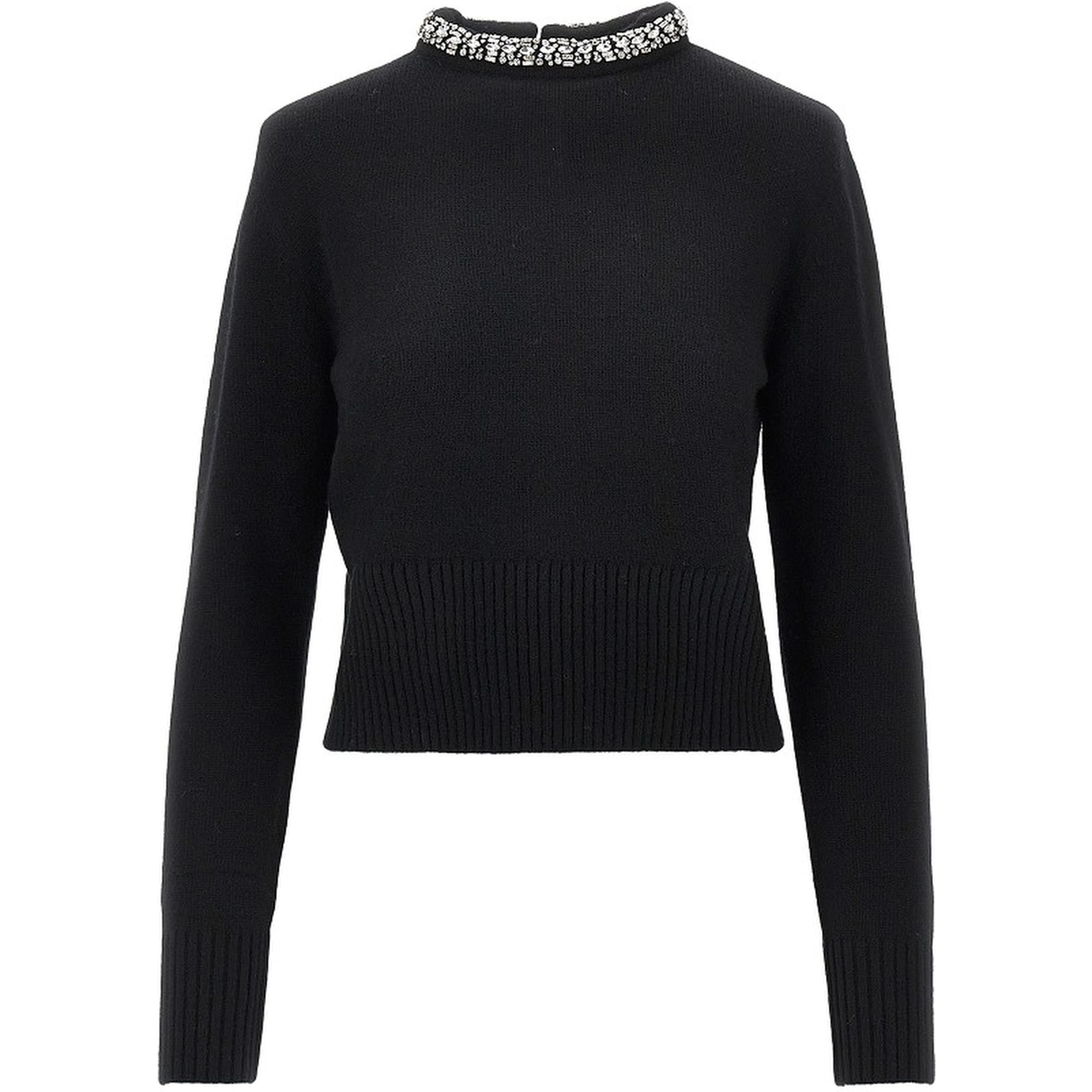 Knitted crewneck sweater with crystals