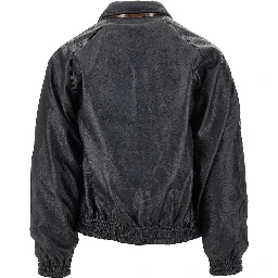 Faux leather and flannel reversible jacket