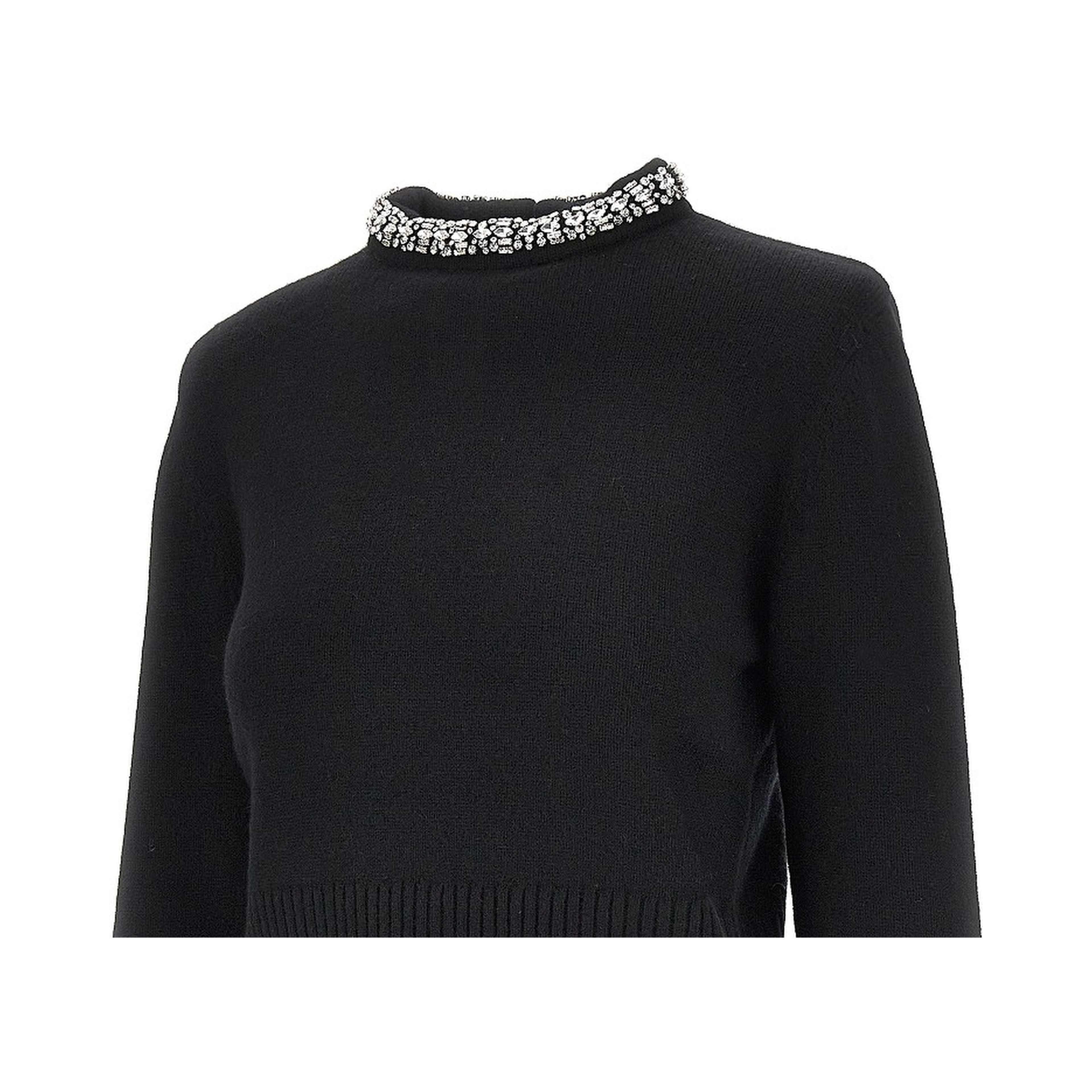 Knitted crewneck sweater with crystals