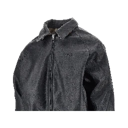Faux leather and flannel reversible jacket