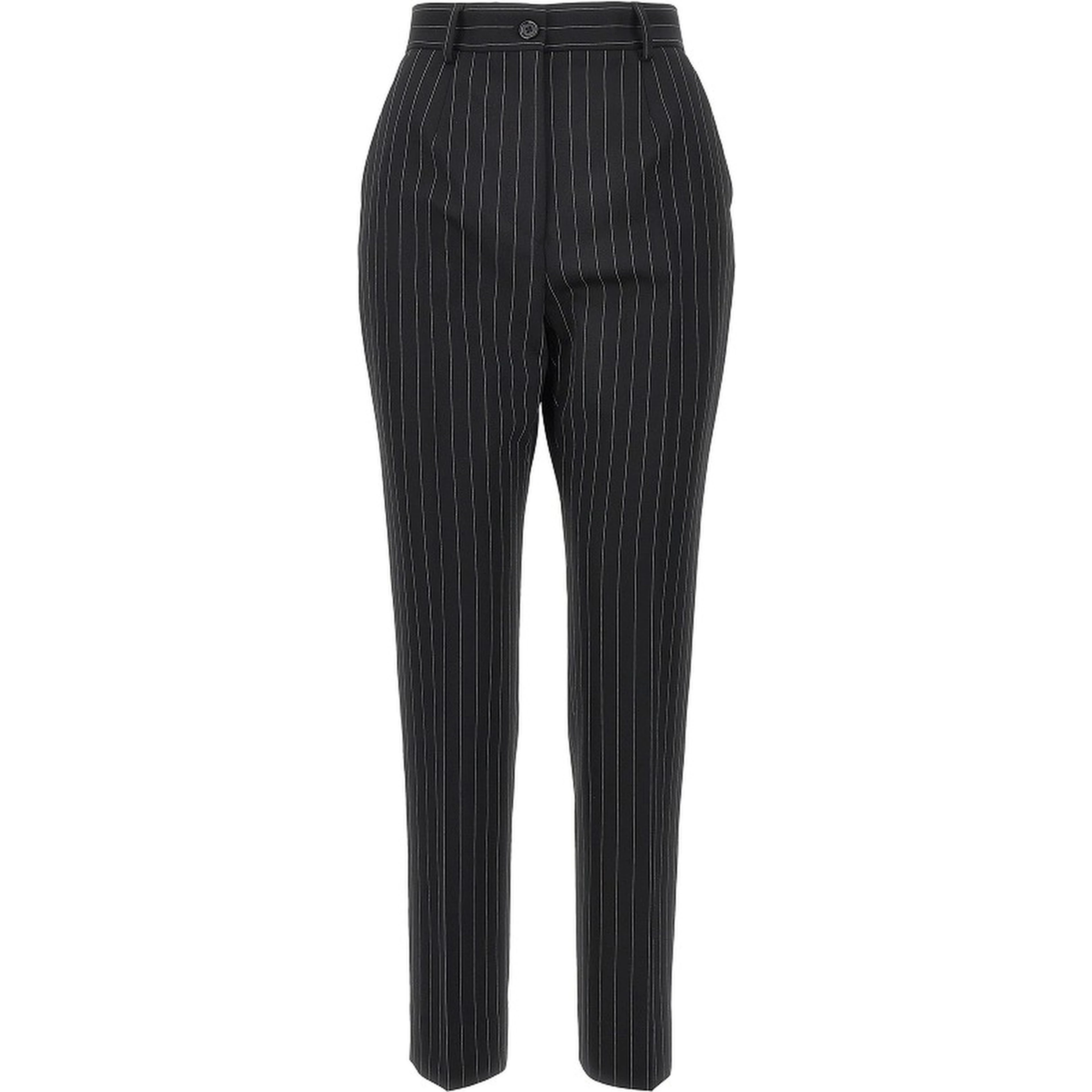 Pinstriped stretch wool pants