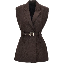 Gabardine vest with belt