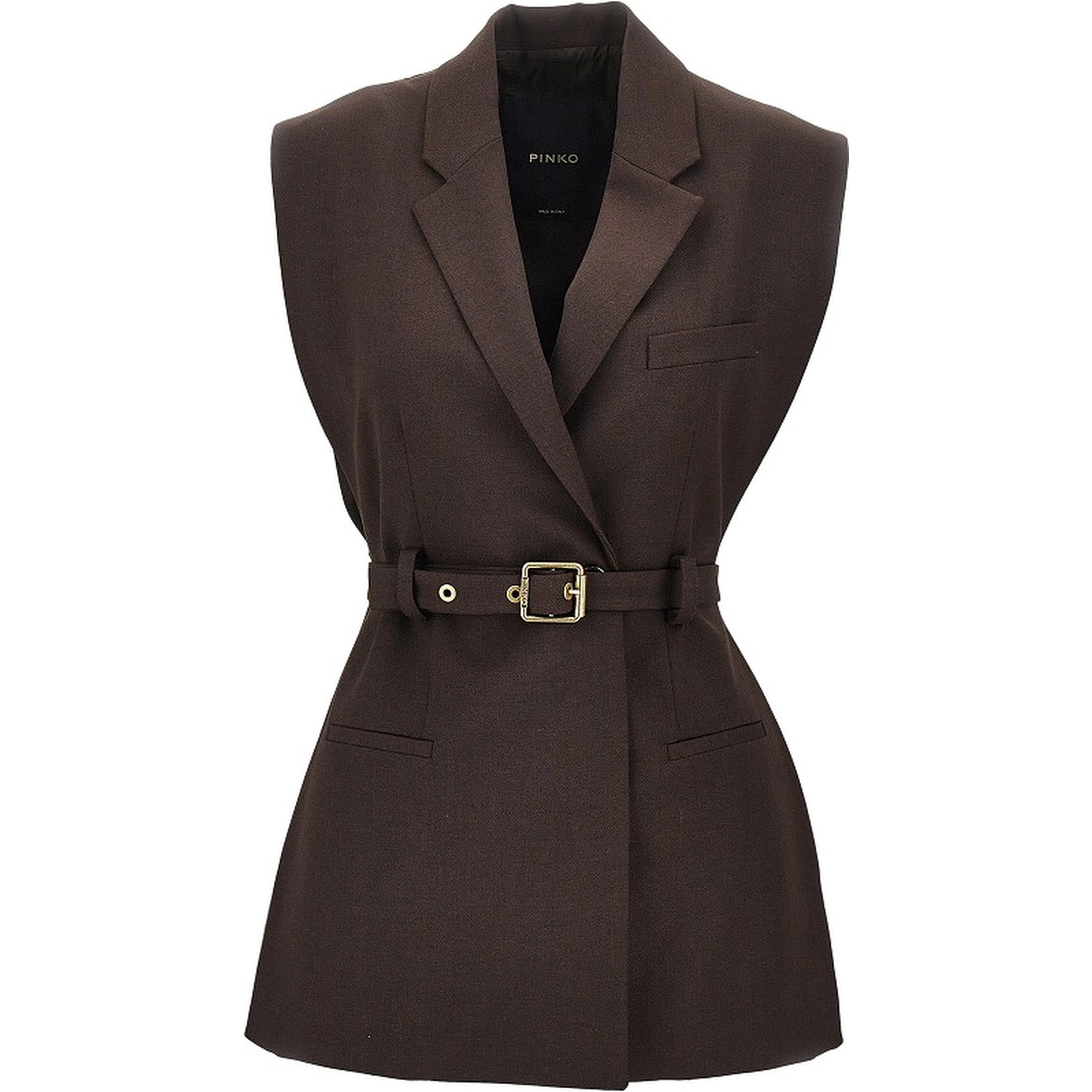 Gabardine vest with belt