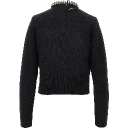 Knitted crewneck sweater with crystals