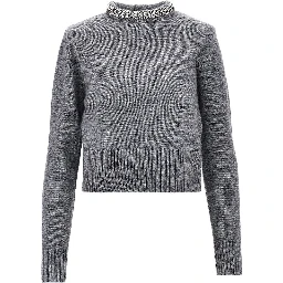 Knitted crewneck sweater with crystals