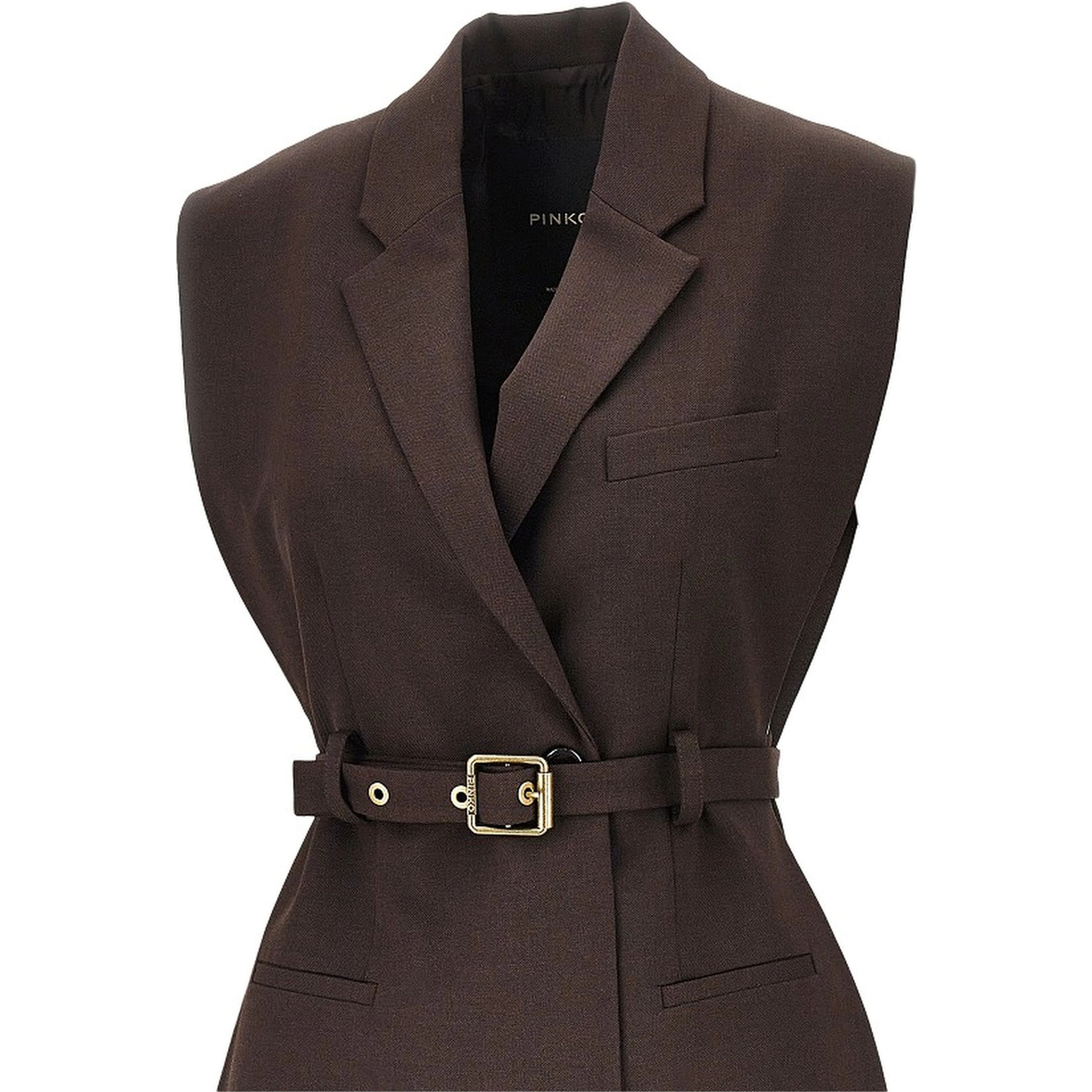 Gabardine vest with belt