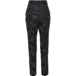 Pinstriped stretch wool pants