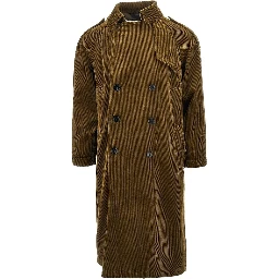 Corduroy double-breasted long coat