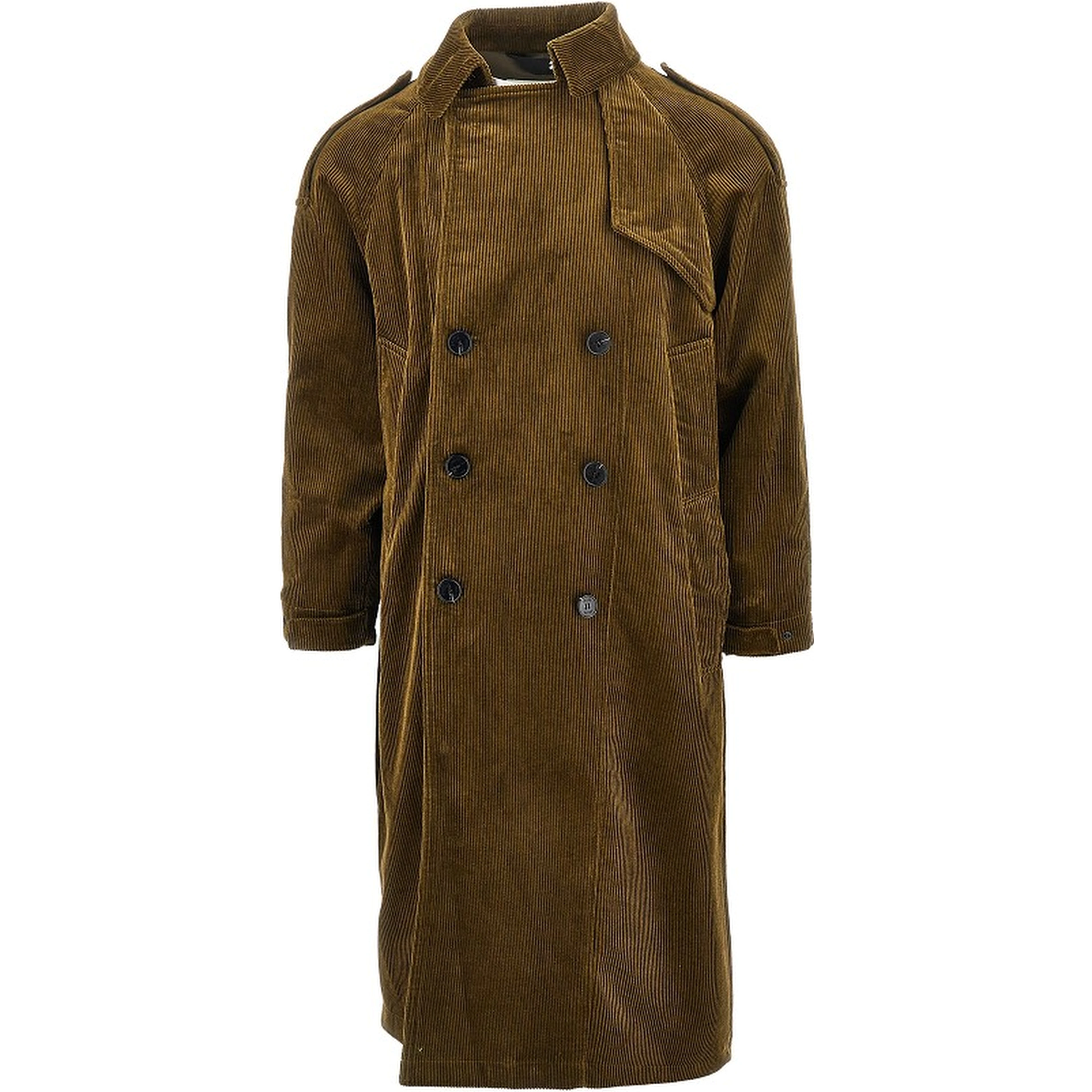 Corduroy double-breasted long coat