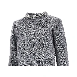 Knitted crewneck sweater with crystals