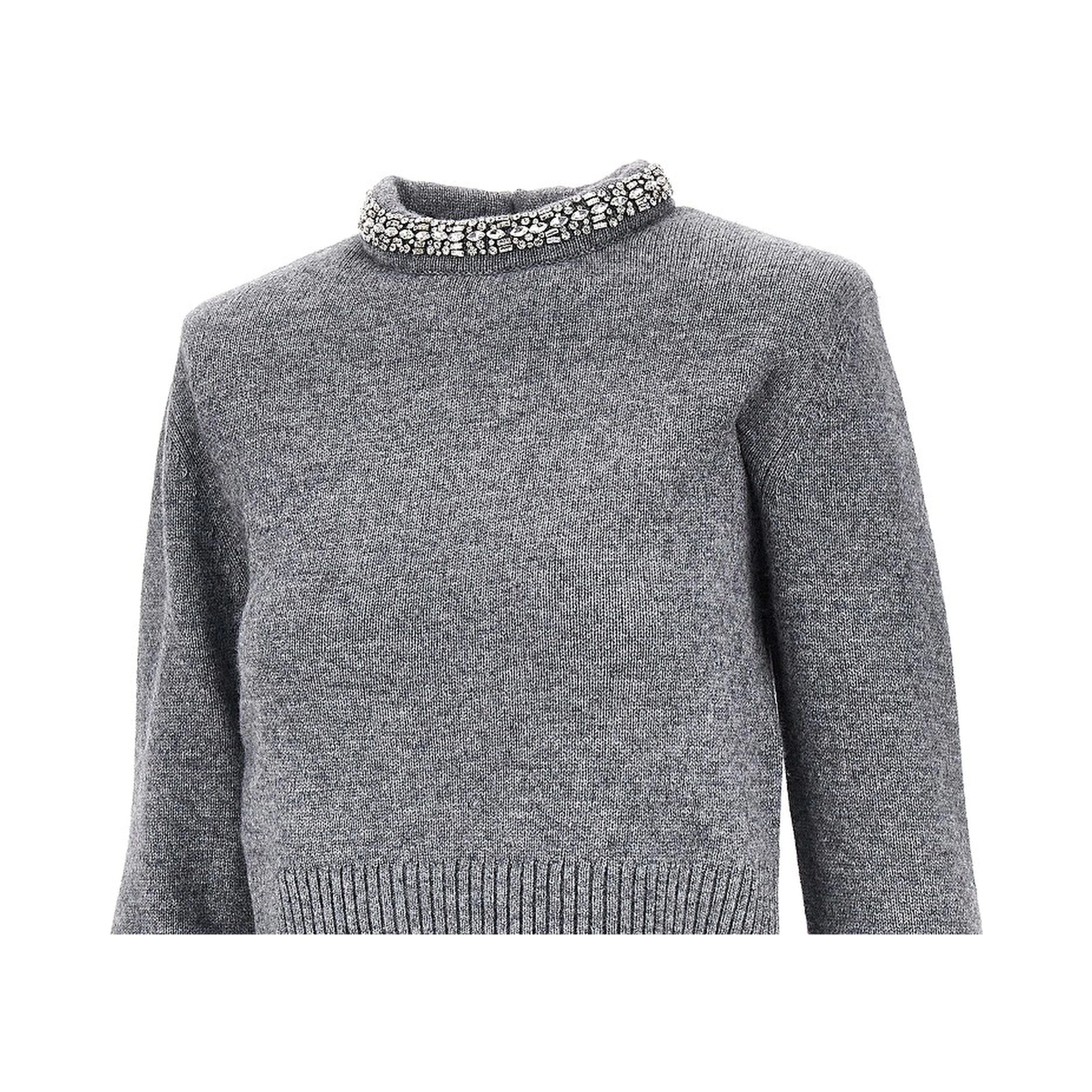 Knitted crewneck sweater with crystals