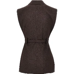 Gabardine vest with belt