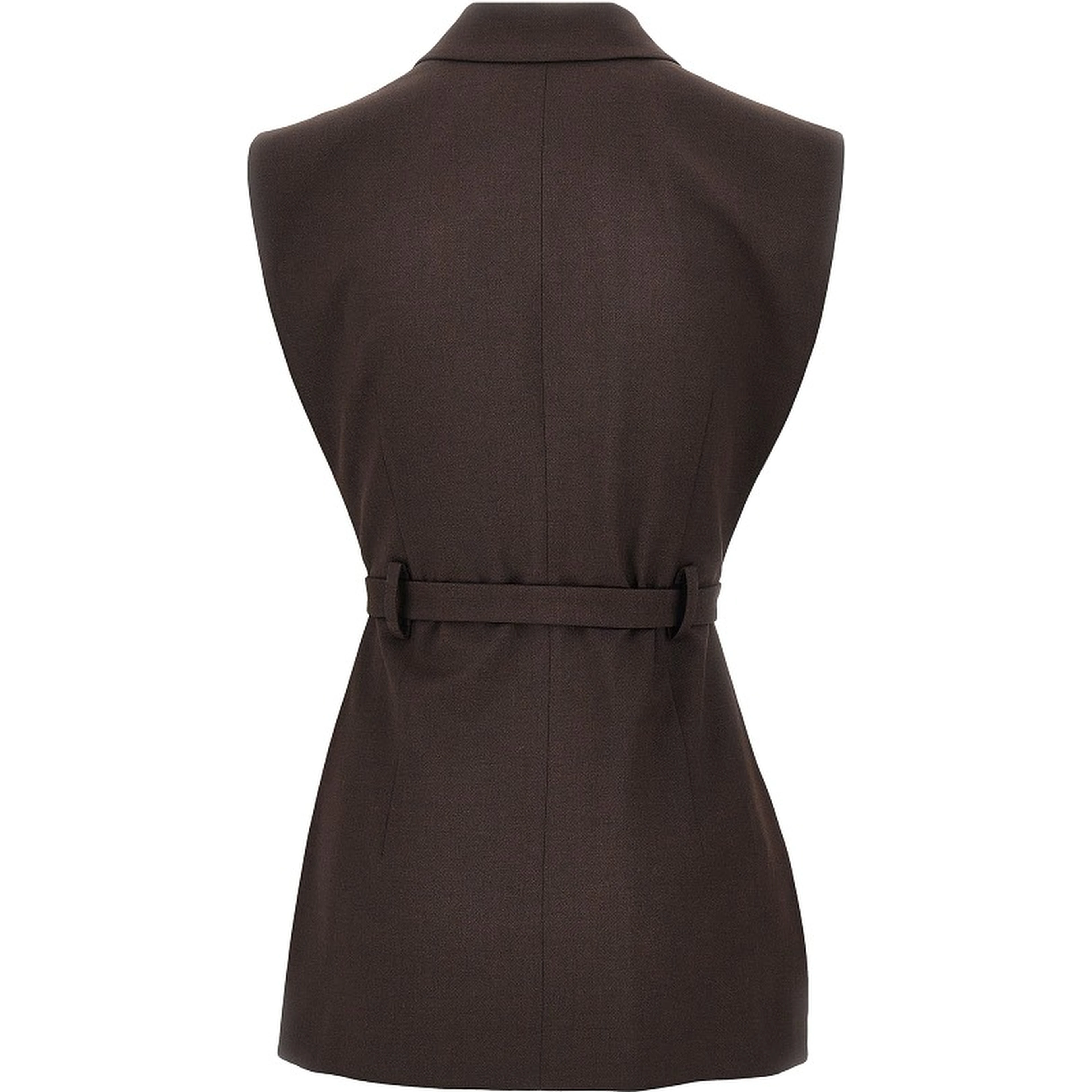 Gabardine vest with belt