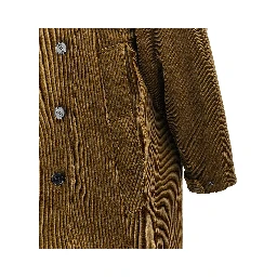 Corduroy double-breasted long coat