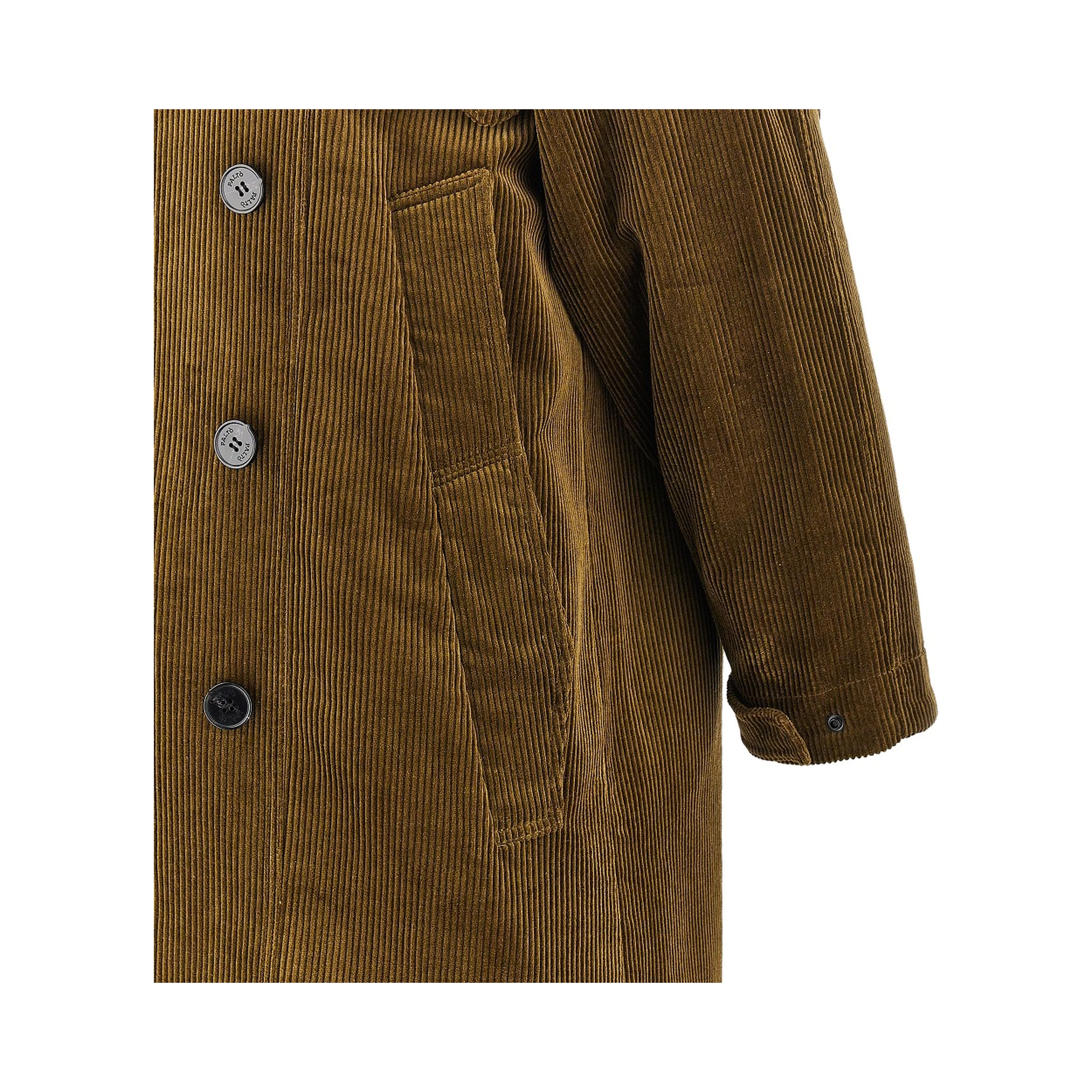 Corduroy double-breasted long coat