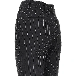 Pinstriped stretch wool pants