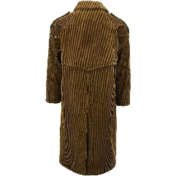 Corduroy double-breasted long coat