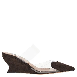 Suede leather 'Le Coeur' wedge mules