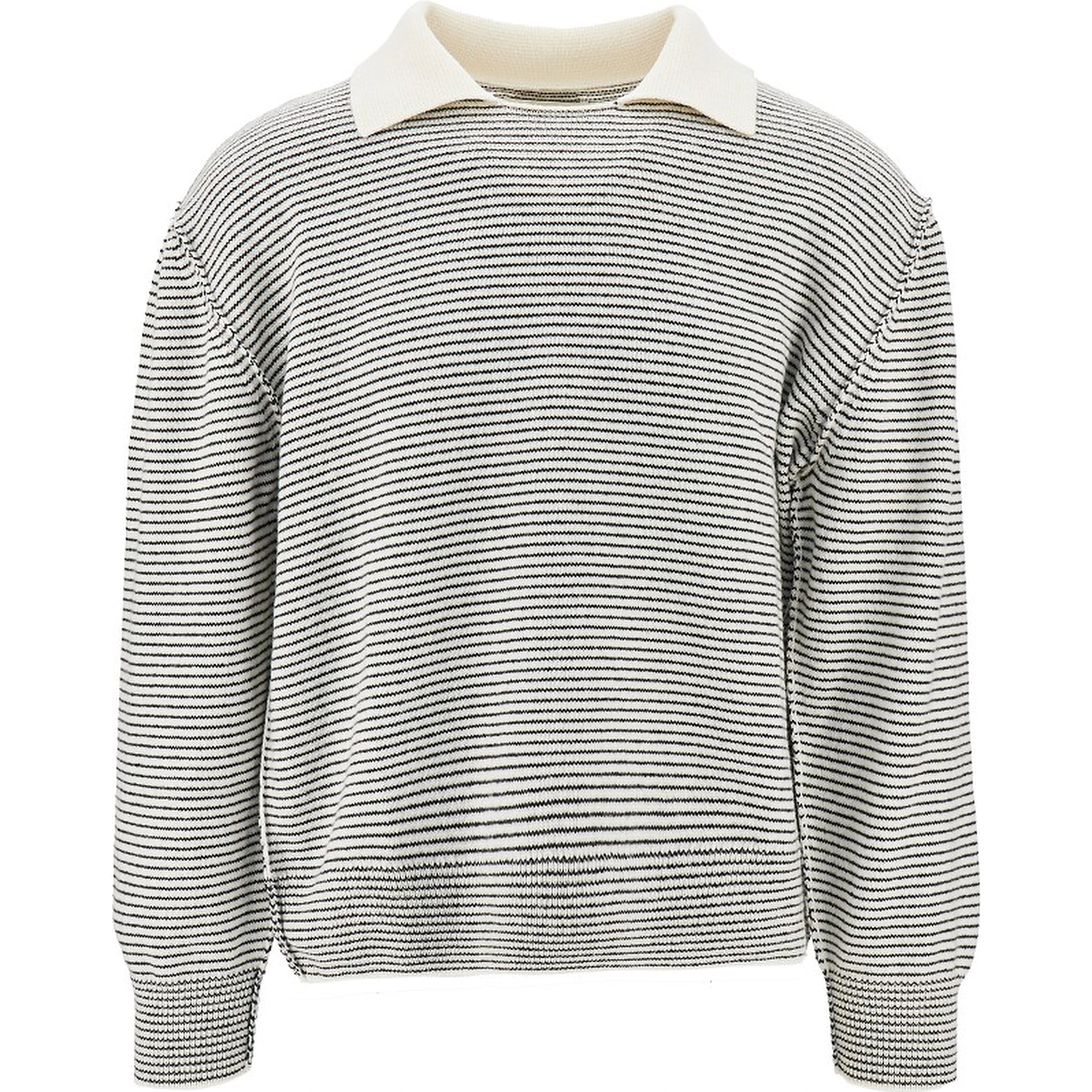 Striped wool sweater with collar
