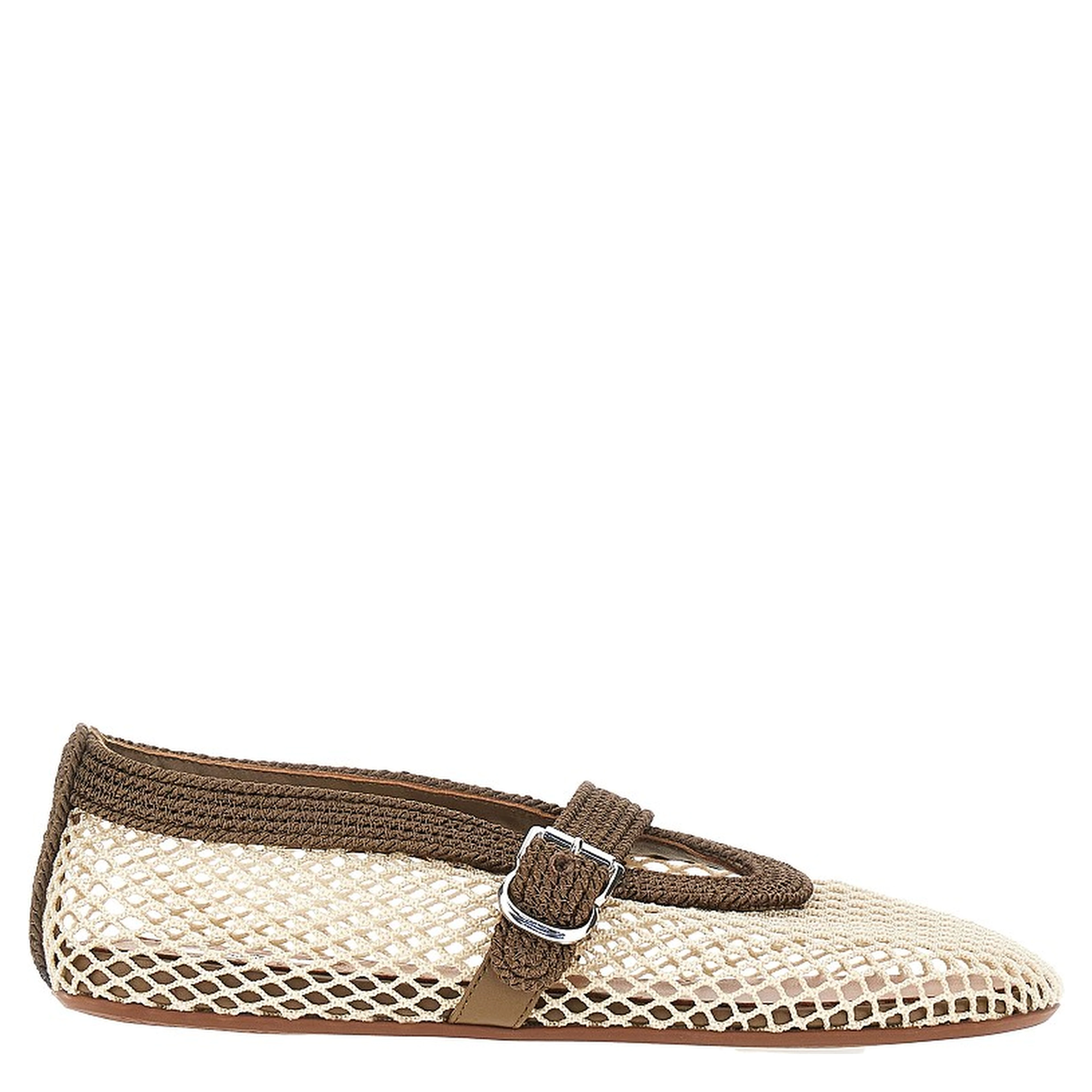 Satin cord and net ballet flats