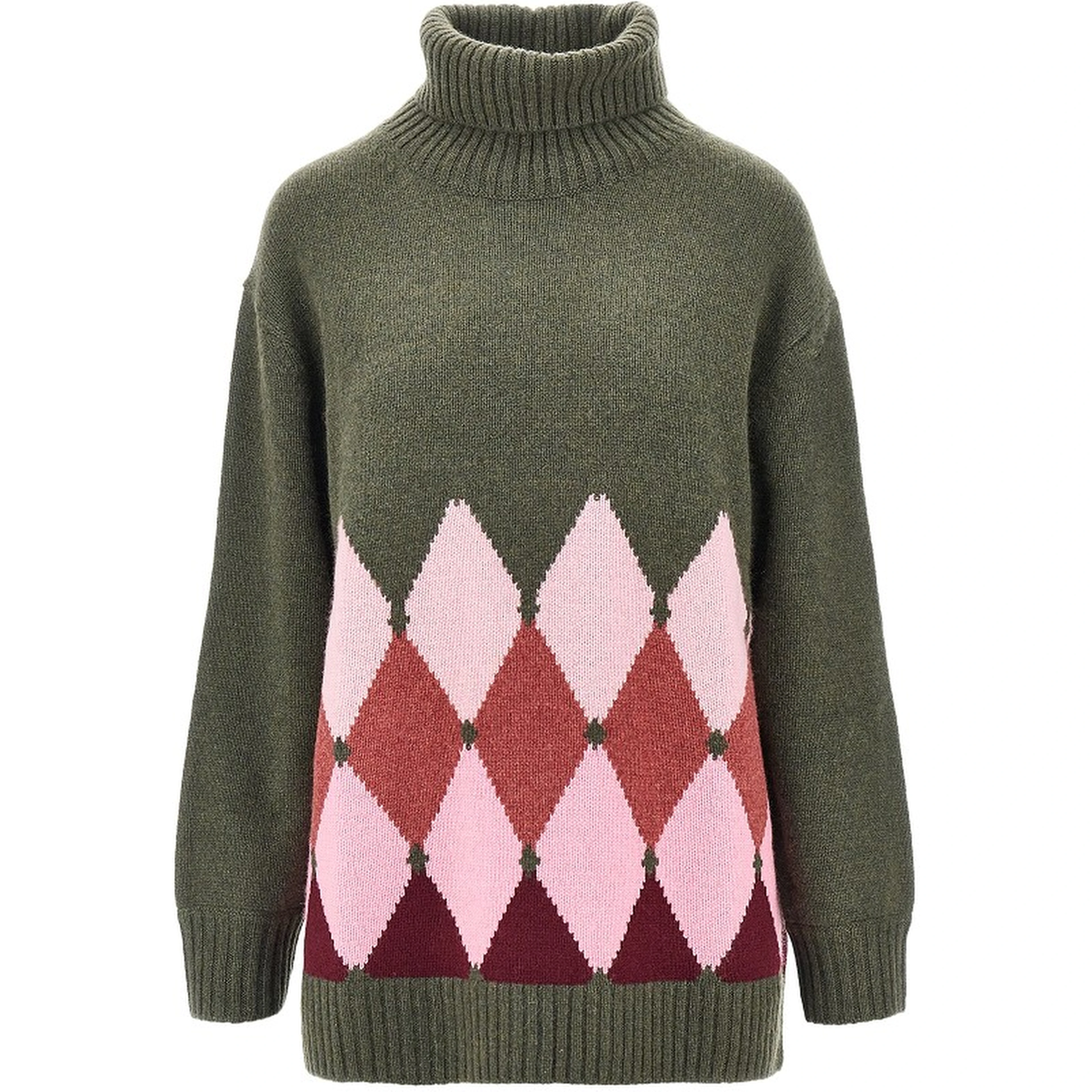 Lozenge cashmere turtleneck sweater