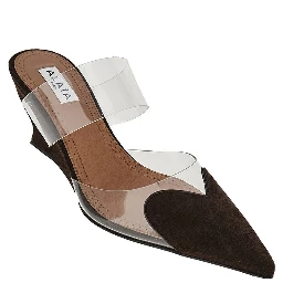 Suede leather 'Le Coeur' wedge mules