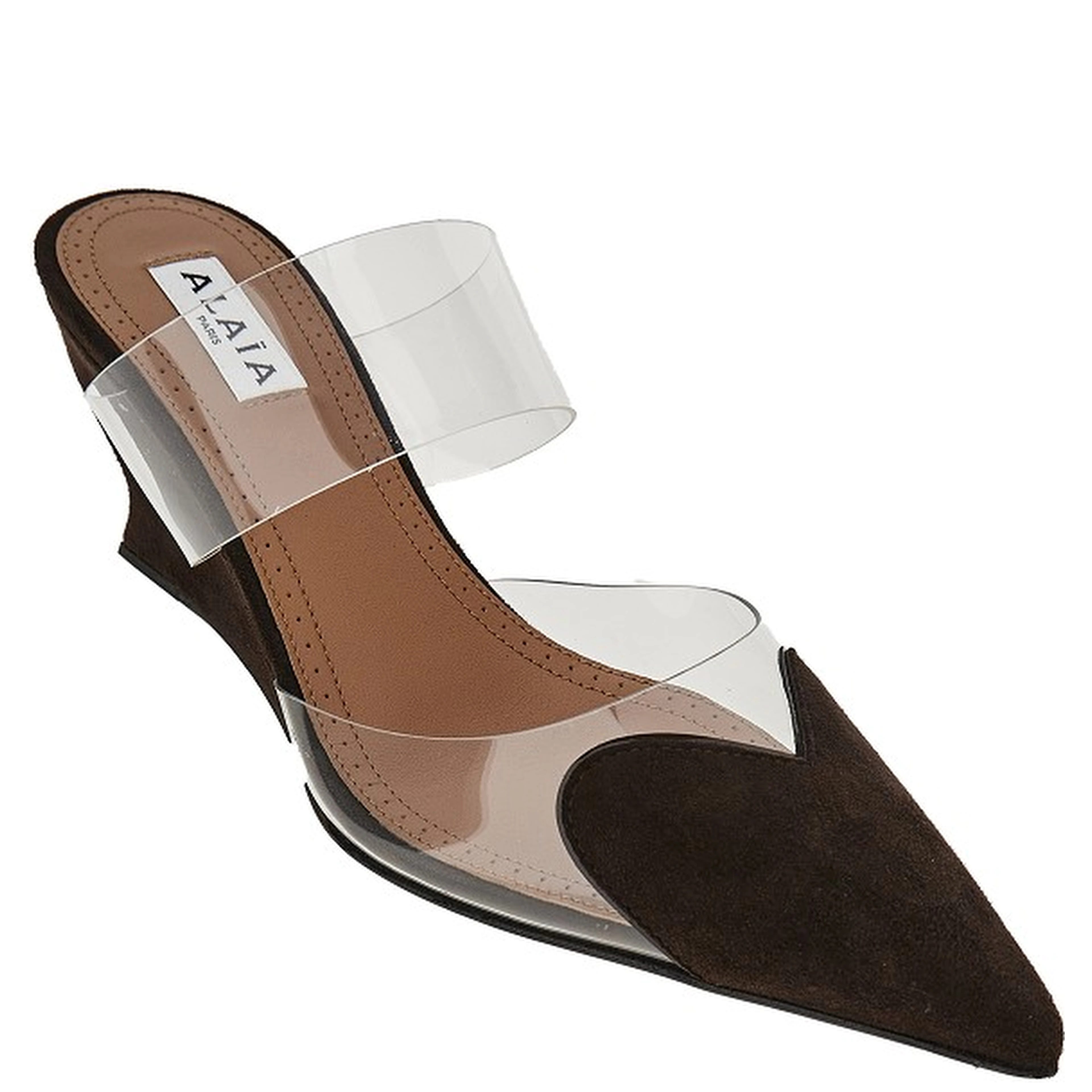 Suede leather 'Le Coeur' wedge mules