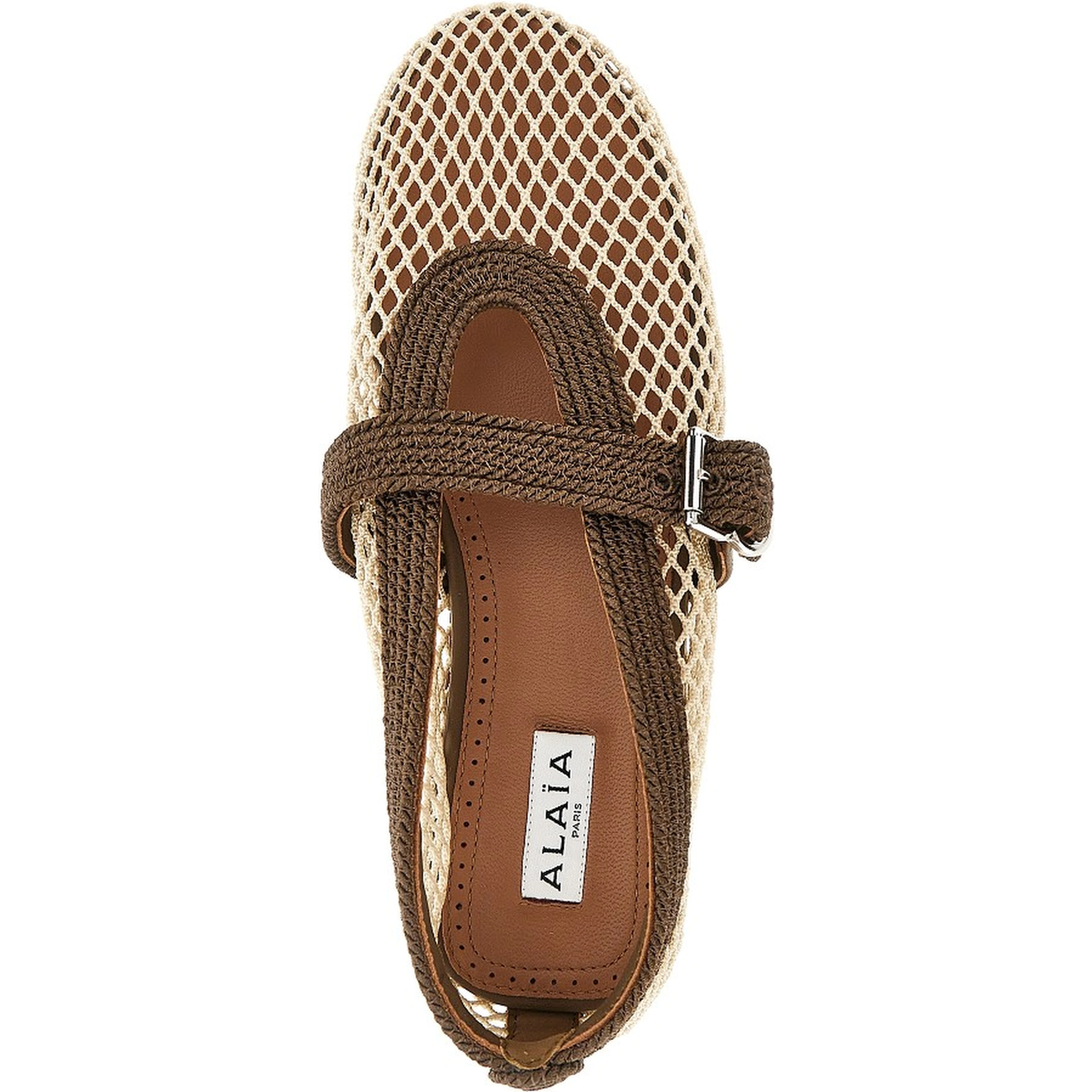 Satin cord and net ballet flats