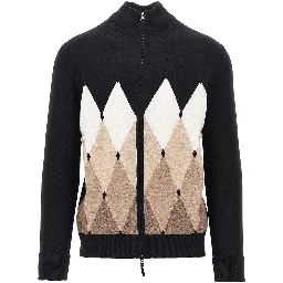 Diamond-shaped cashmere cardigan
