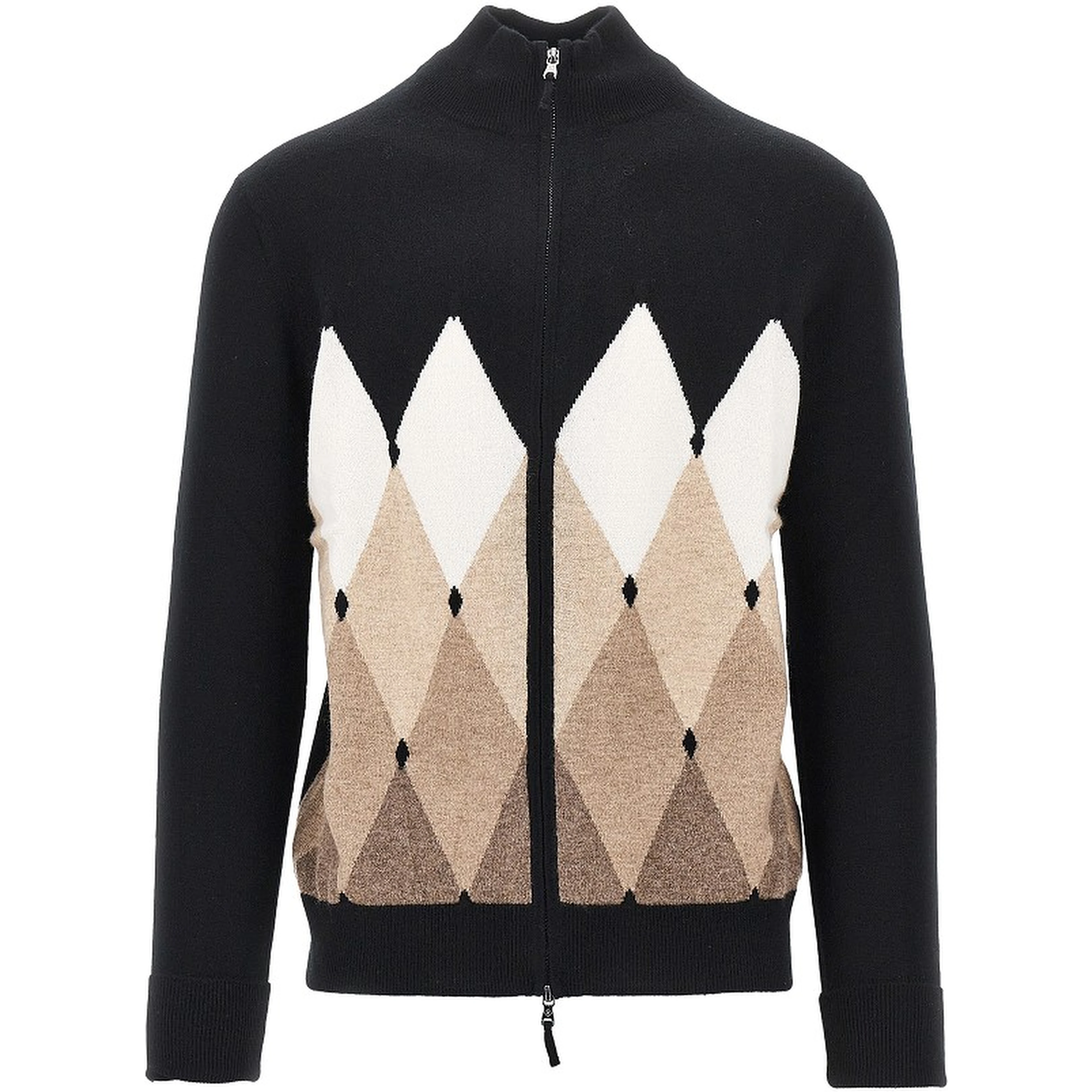 Diamond-shaped cashmere cardigan