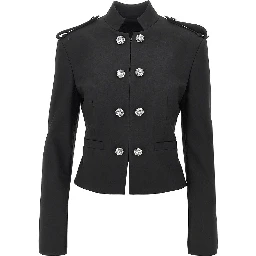 Jewelled epaulettes stretch fabric jacket