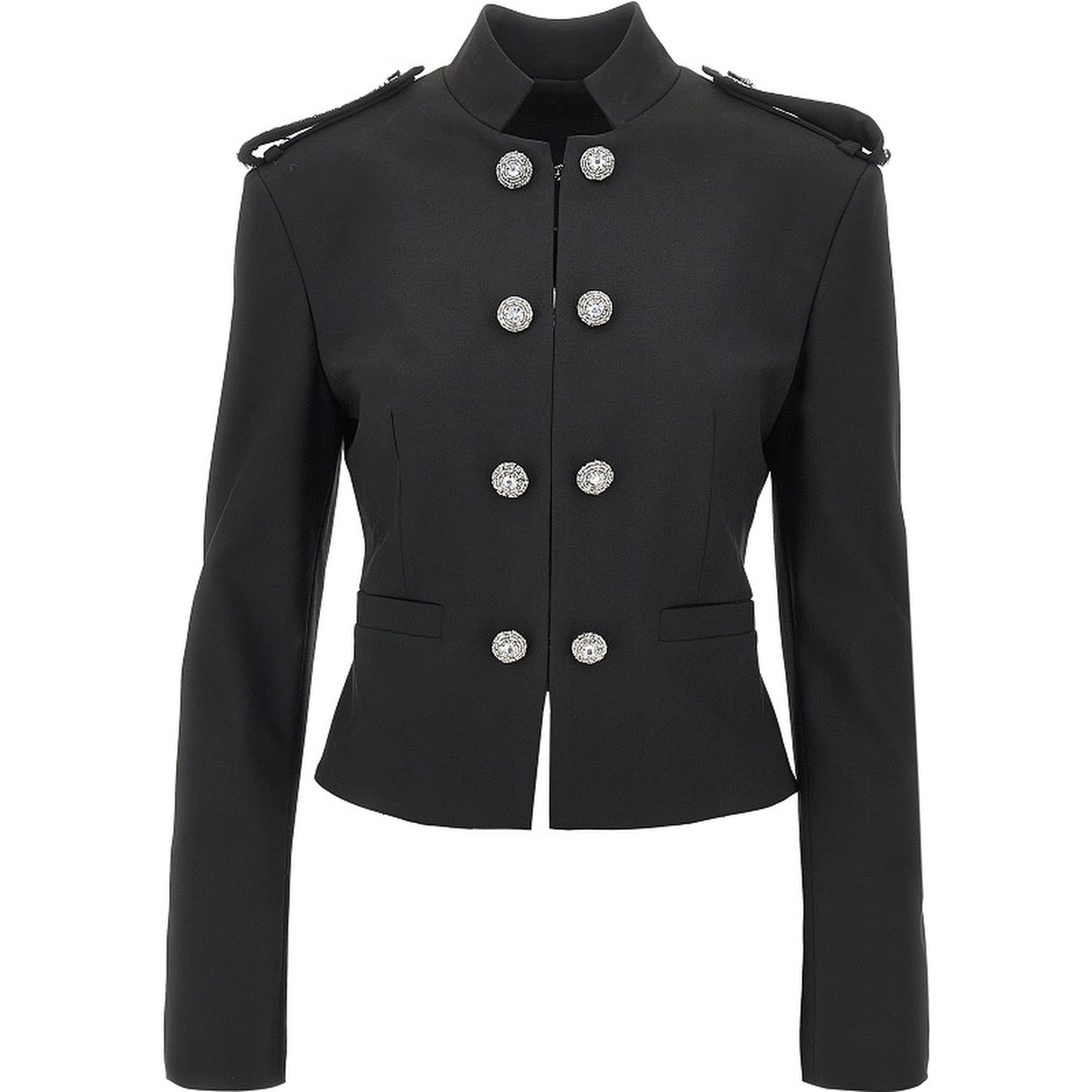 Jewelled epaulettes stretch fabric jacket