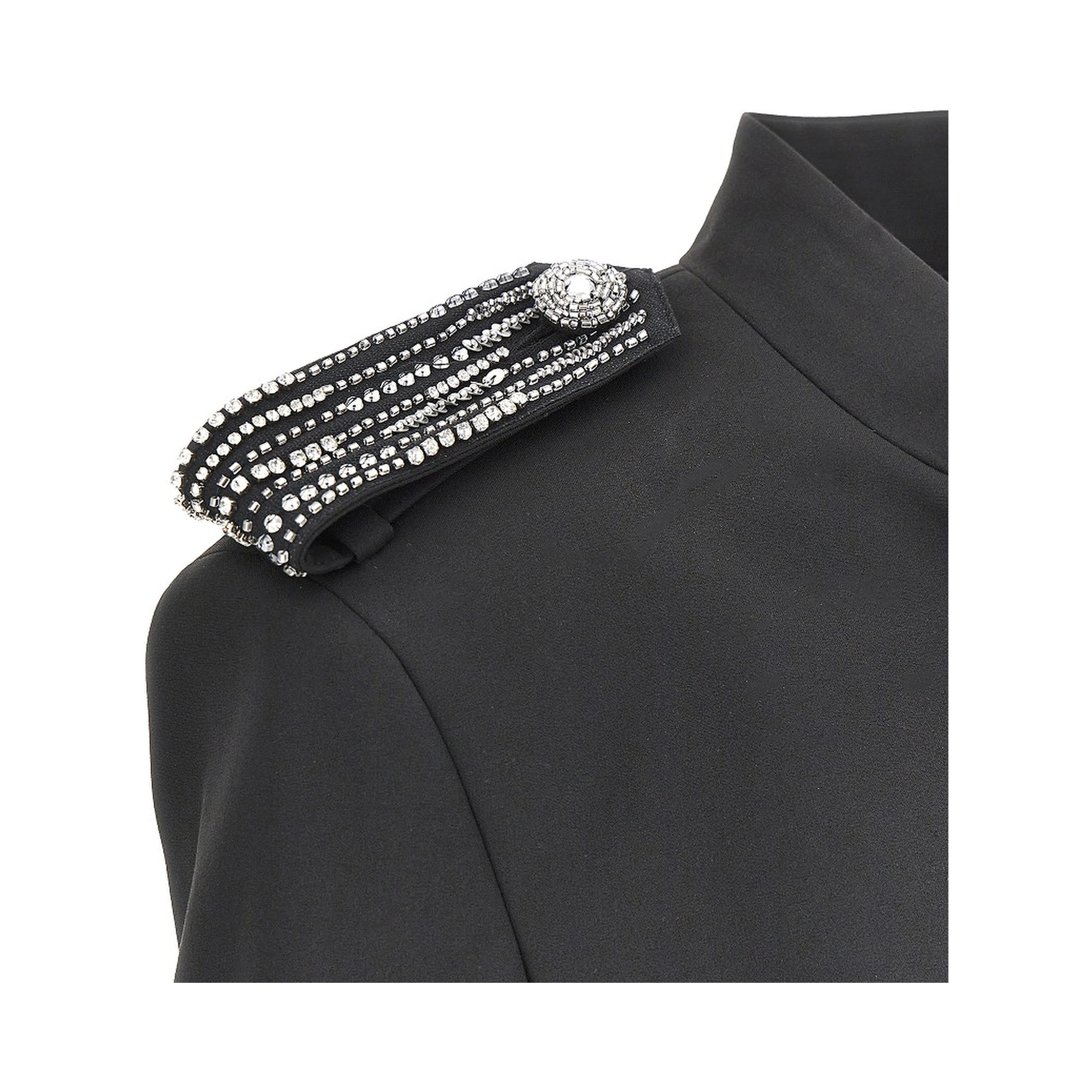 Jewelled epaulettes stretch fabric jacket