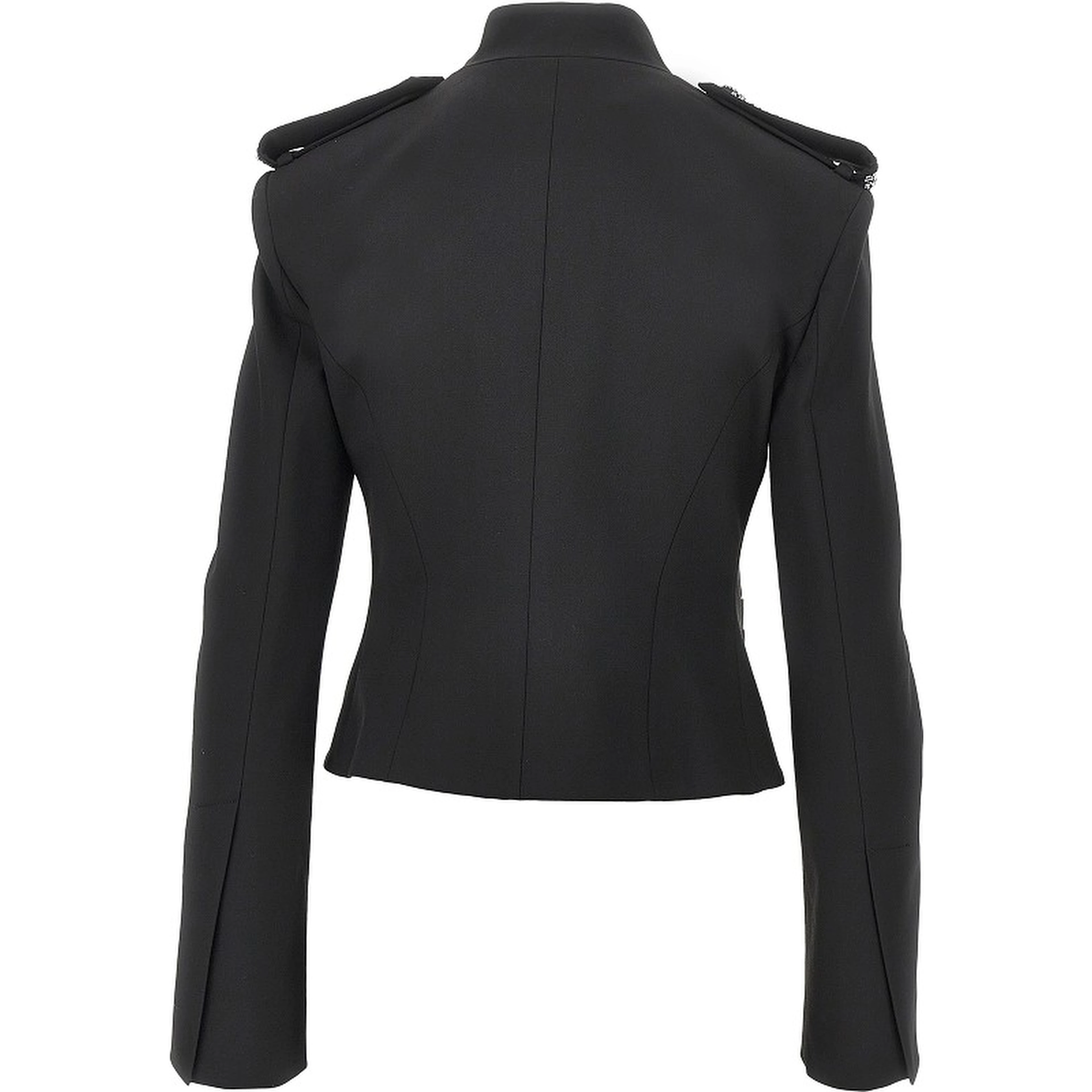 Jewelled epaulettes stretch fabric jacket