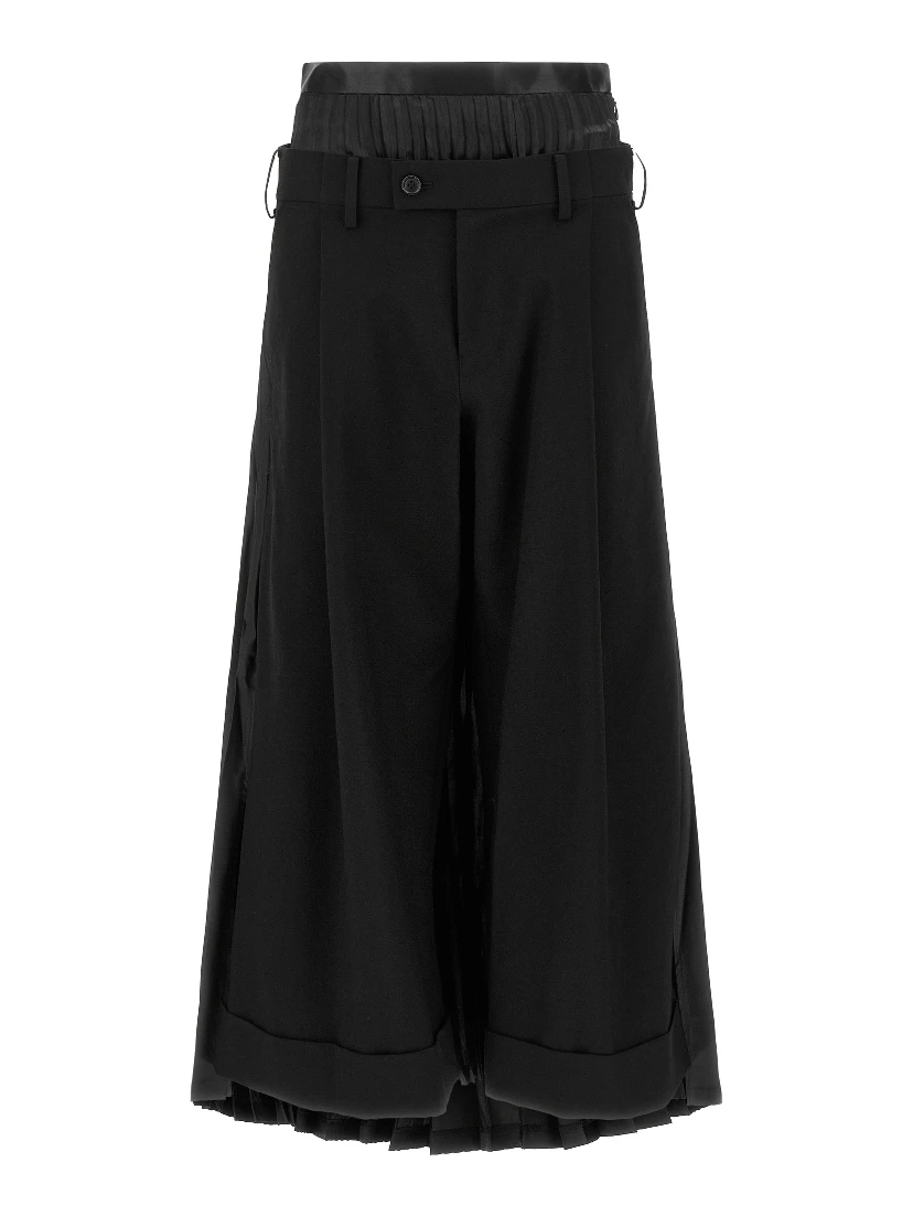 Black Wool Casual Pants