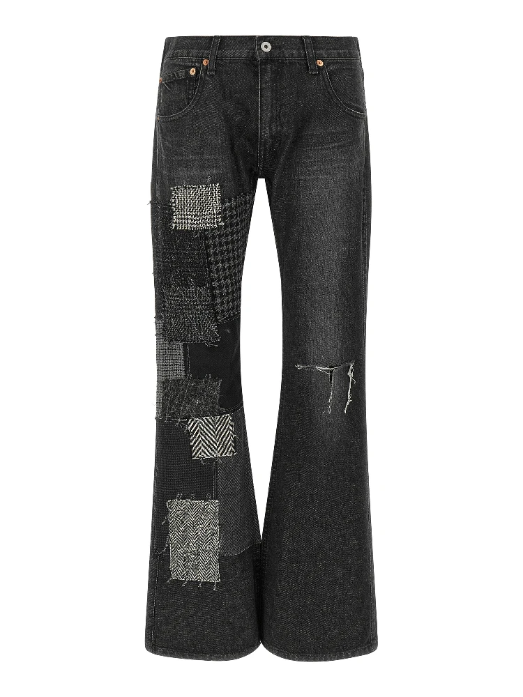 Black Cotton Flared Jeans