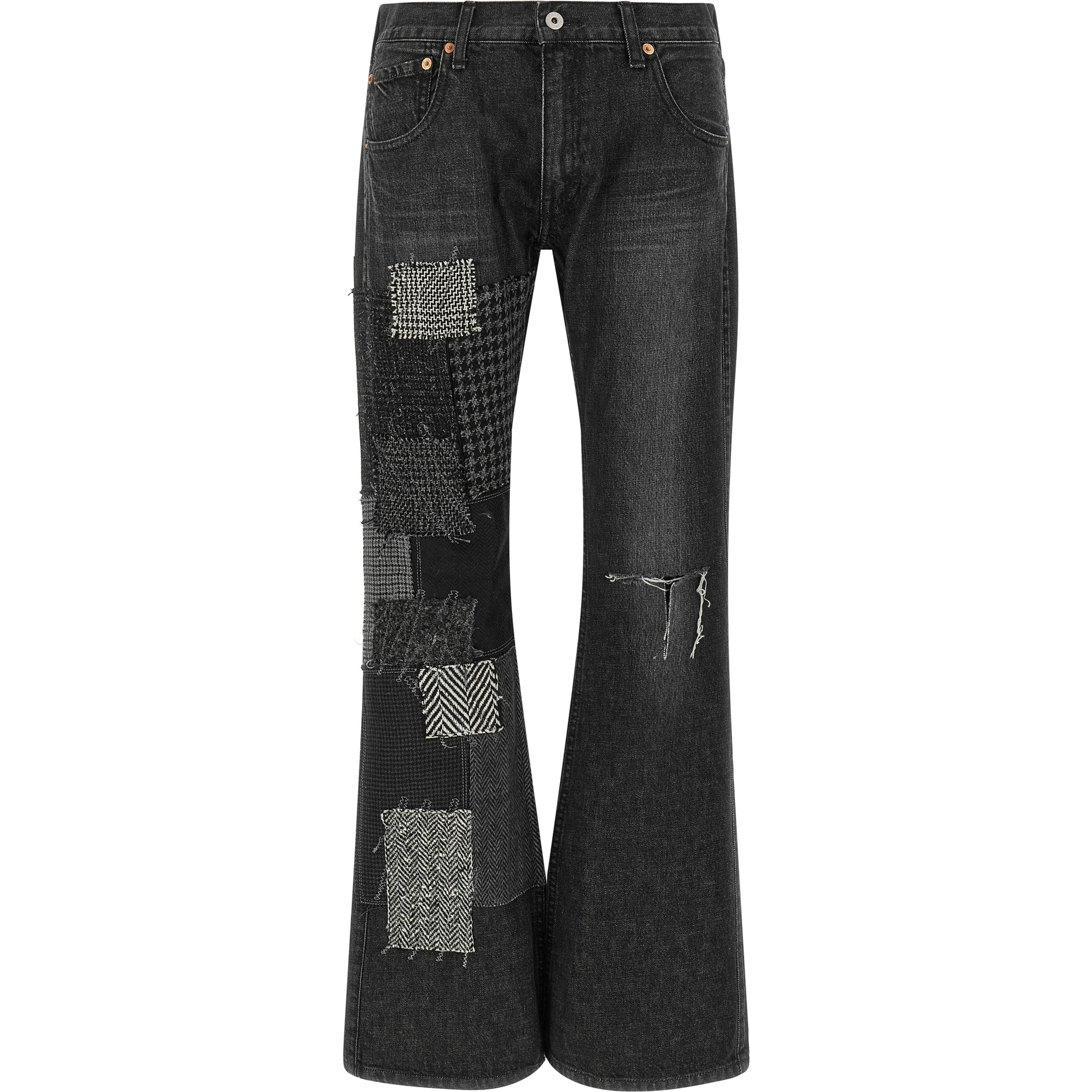 Black Cotton Flared Jeans