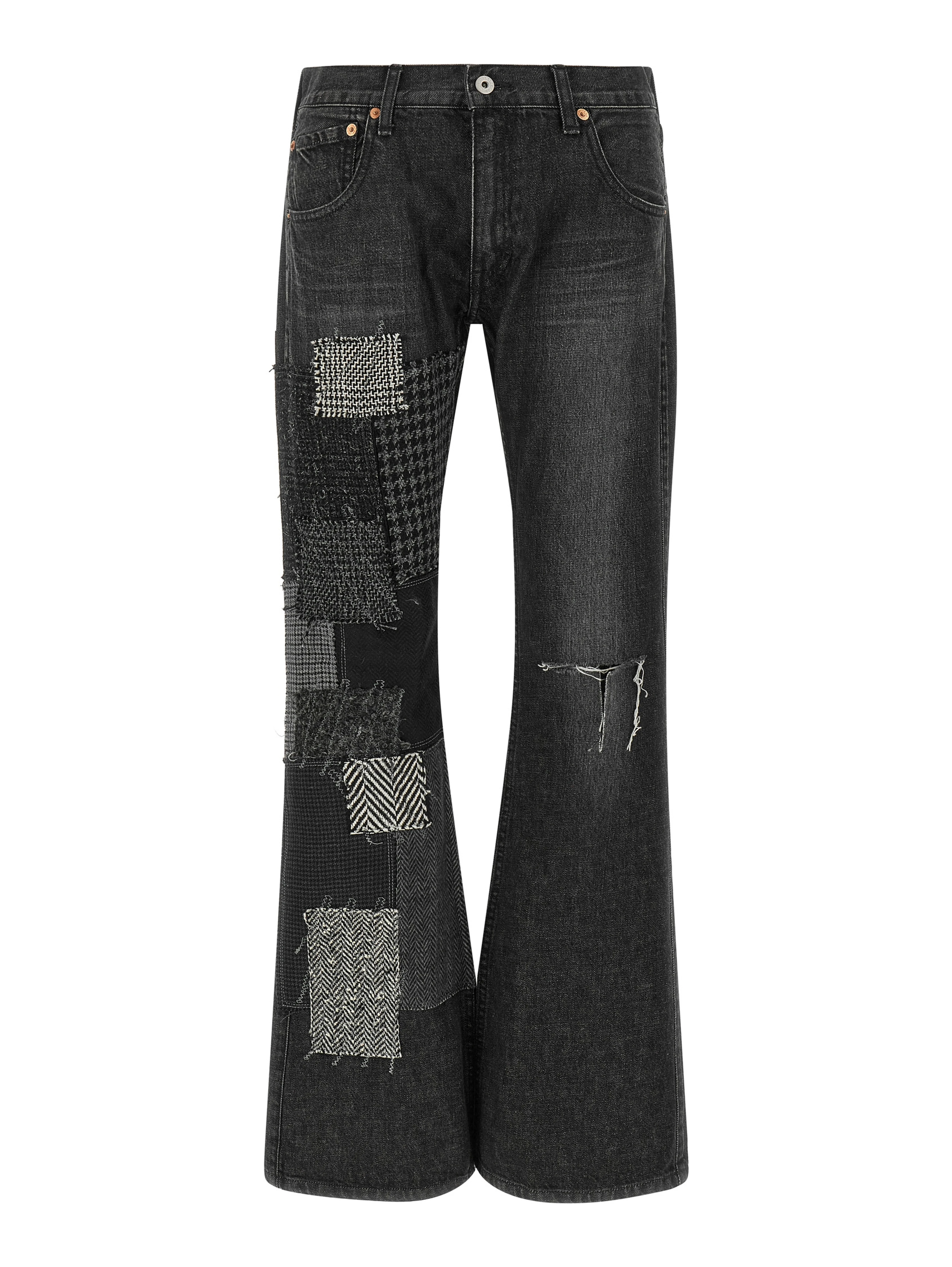 Black Cotton Flared Jeans