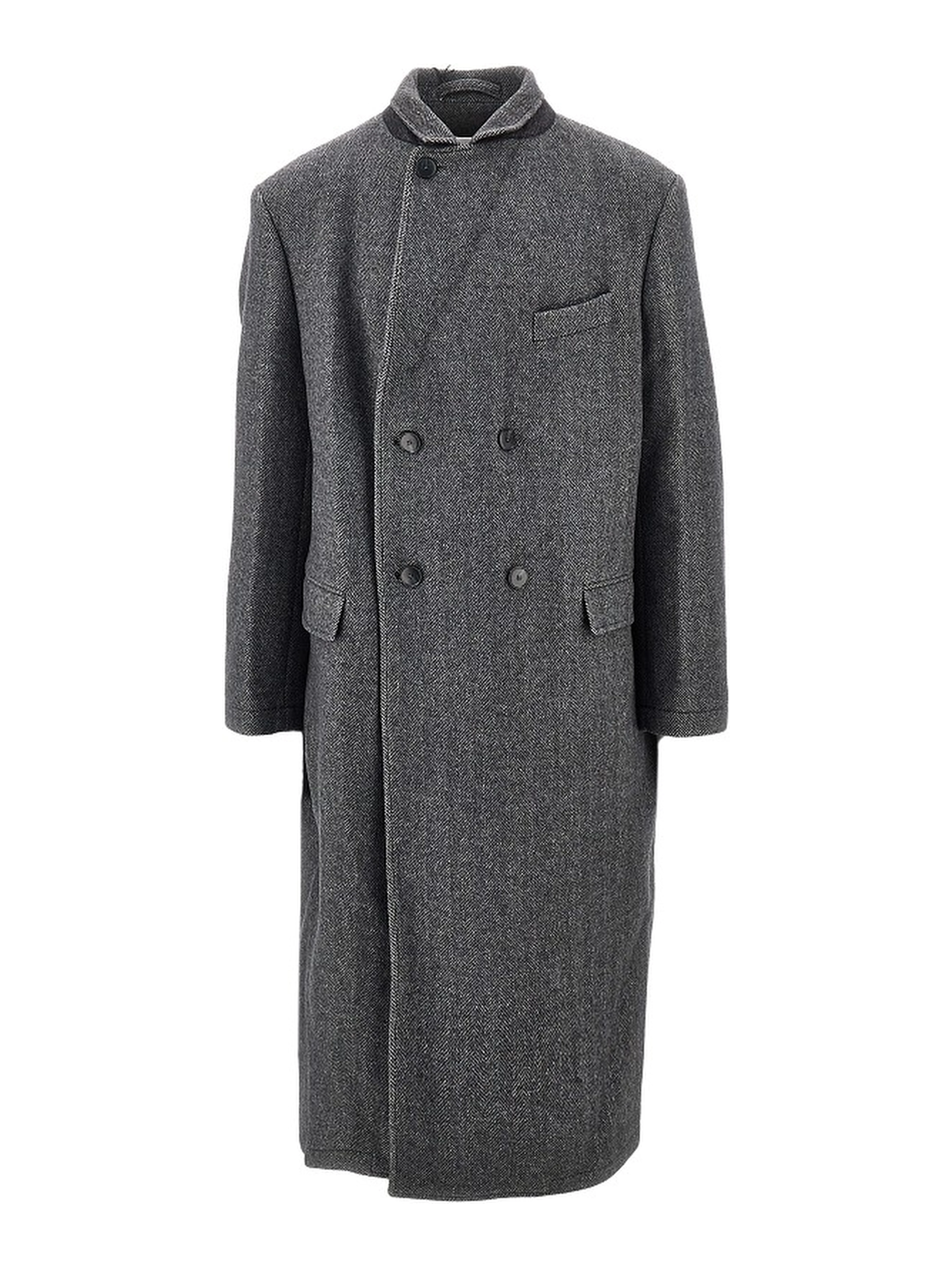 'Conference' herringbone wool long coat