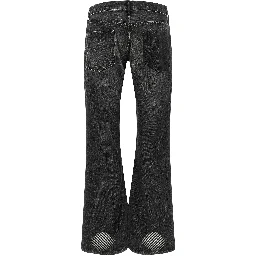 Black Cotton Flared Jeans