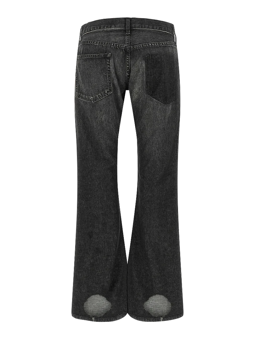 Black Cotton Flared Jeans
