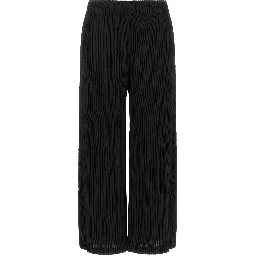 Black Polyester Casual Pants